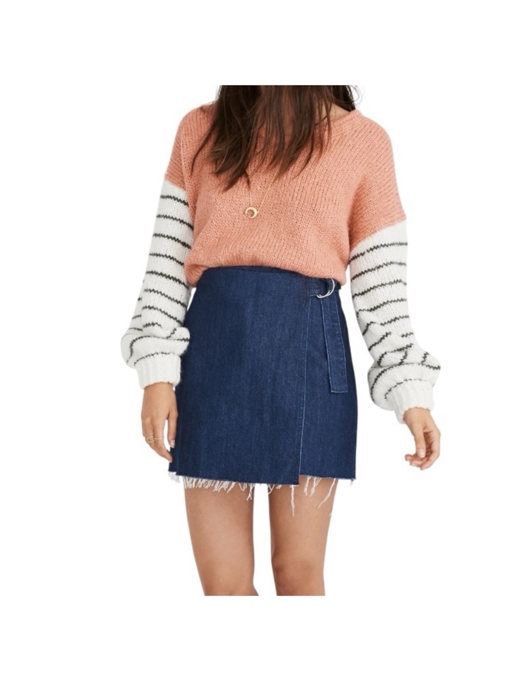Madewell Dark Blue Denim Wrap Mini Skirt with D-Ring